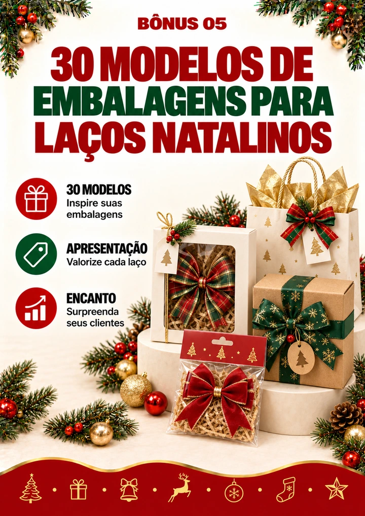 Bônus 5 — 30 Modelos de Embalagens para Laços Natalinos